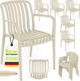 tillvex® Chaise de jardin Set de 6 empilable résistant aux intempéries avec accoudoir