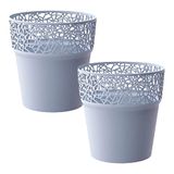 WELLHOME 2 x bloempot van kunststof, ijsgrijs, 17,5 x 17,5 x 17,9 cm
