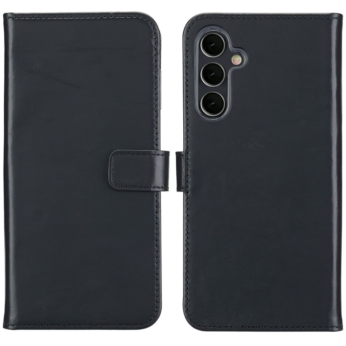 Selencia Echt Leren Bookcase Samsung Galaxy A16 - Zwart