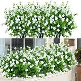 ArtBloom Kunstbloemen voor buiten, uv-bestendige kunstmatige buxusplanten, kunstmatig groen voor binnen en buiten, voor hangmanden, tuin, veranda, vensterbank, bruiloft, landelijke decoratie, 6