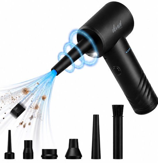 Vivid Green Airduster - 50.000 RPM - 3000 mAh - Stofreiniger - Perslucht - 3 standen - Draadloos en Oplaadbaar - Zwart - VGAD37