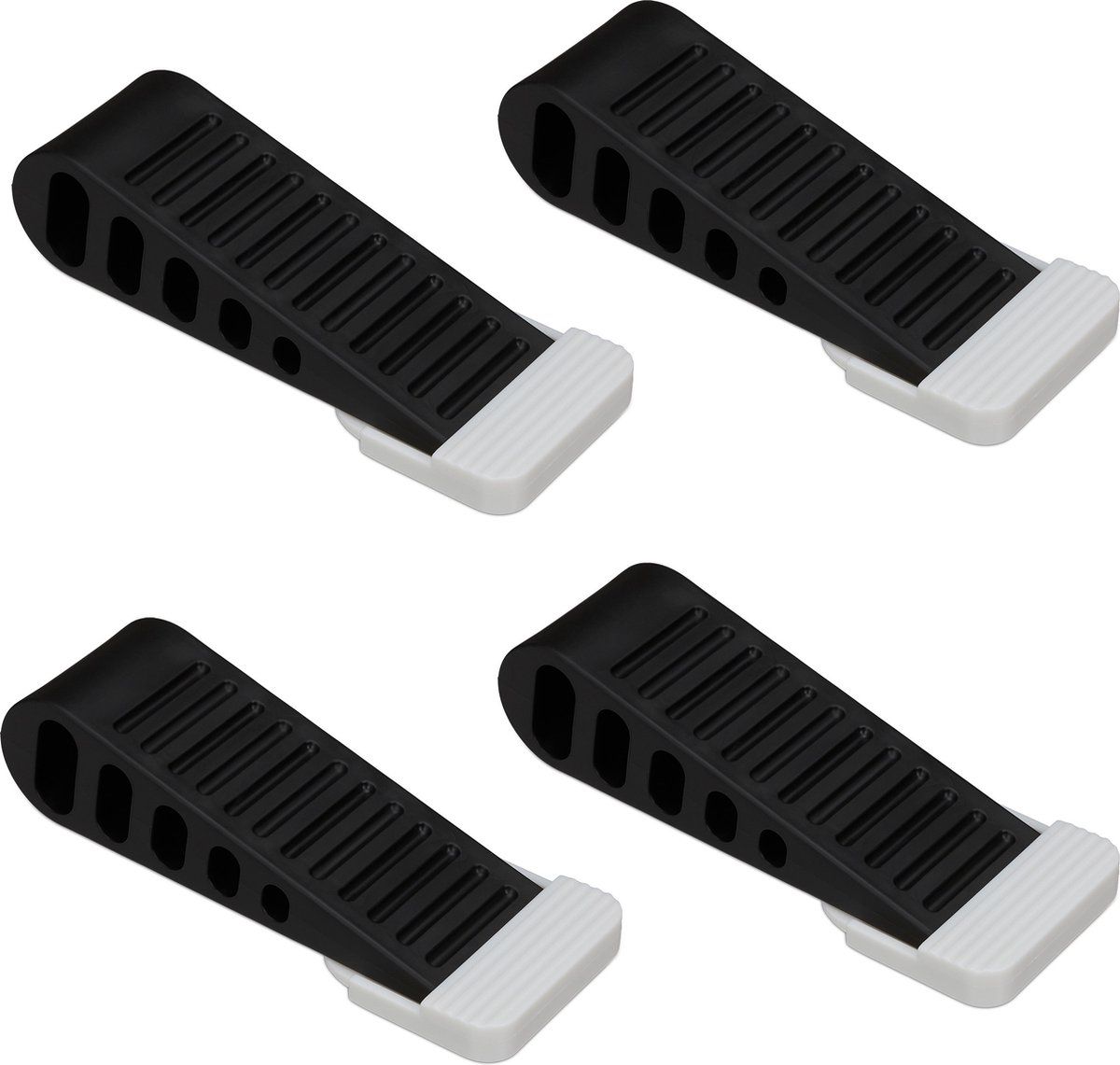 Relaxdays deurwig set van 4 - rubber - deurstopper - antislip - zwart/wit