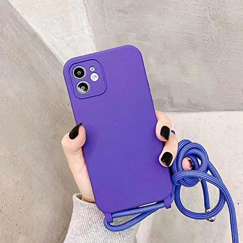 HUILUN Crossbody Lanyard Siliconen Telefoon Case Voor iPhone 13 Pro - Donkerpaars
