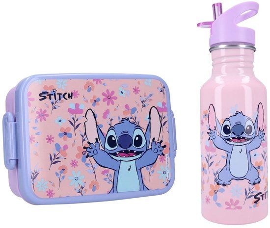 4KidsOnly Vadobag Lilo & Stitch Lunchset - Lunchbox - Aluminium Drinkfles - Paars