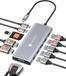 NOVOO USB C dockingstation 12-in-1 met drievoudig display, 2 HDMI- en VGA-poorten, PD-opladen 100 W, 3 data-poorten met 10 Gbit/s, SD/TF-kaartlezer, voor MacBook, PC Dell, HP en Lenovo