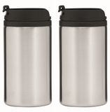 Merkloos / Sans marque Inspirion Gmbh Thermosbeker/warmhoudbeker Koffie To Go - 2x - metallic zilver - 290 ml - dubbelwandig - met schroefdop