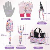 Unyqoos® set de jardinage de 5 pièces avec imprimé floral