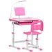 Bureau enfant réglable rose + chaise assortie, lampe LED incluse, plateau inclinable, support lecture, ensemble mobilier évolutif