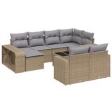 vidaXL 11-delige Tuinset met Kussens, Poly Rattan, Beige