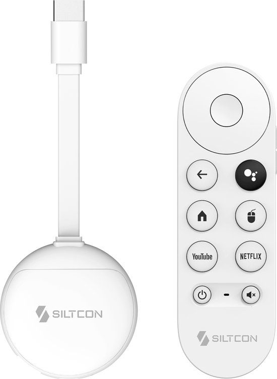 Siltcon Android TV Box 4K HDR – Streaming Box - 2.4 & 5 GHz WiFi & Bluetooth – TV Stick – 16GB – Geschikt voor Google Assistant – Upgrade elke TV naar SmartTV - Geschikt voor o.a. Youtube, Videoland & Netflix & alle apps! - 2026 Model