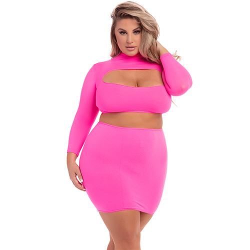 Pink Lipstick top en rokje set roze