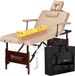 SURIGHT Del Ray Salon Massageapparatuur. Mobiele massagestoel. Bed/bank voor schoonheidssalons. Verwarmde bovenkant. Beige.