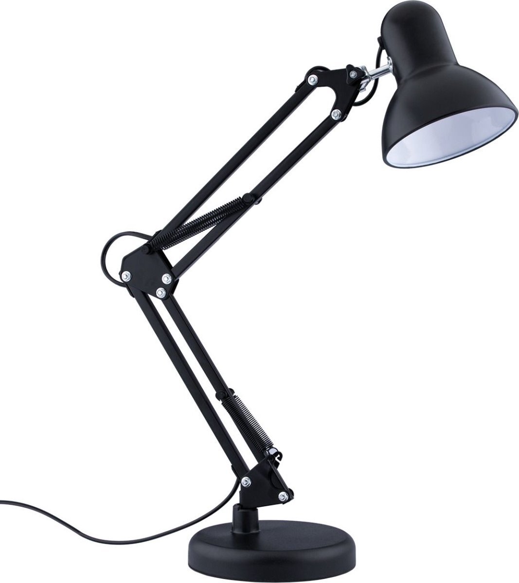 Qualu LED Bureaulamp Klemlamp - Exotro Rety - E27 Fitting - Verstelbaar - Retro - Klassiek - Rond - Mat Zwart