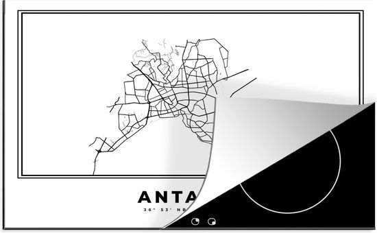 KitchenYeah® Inductie beschermer 77x51 cm - Antalya - Turkije - Kaart - Inductie kookplaat accessoire