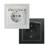 Schuko-stopcontact - deksel, matzwart ontwerp, afmetingen 84 x 84 x 40 mm, categorie elektrisch materiaal, ideaal voor elektrische mechanismen*