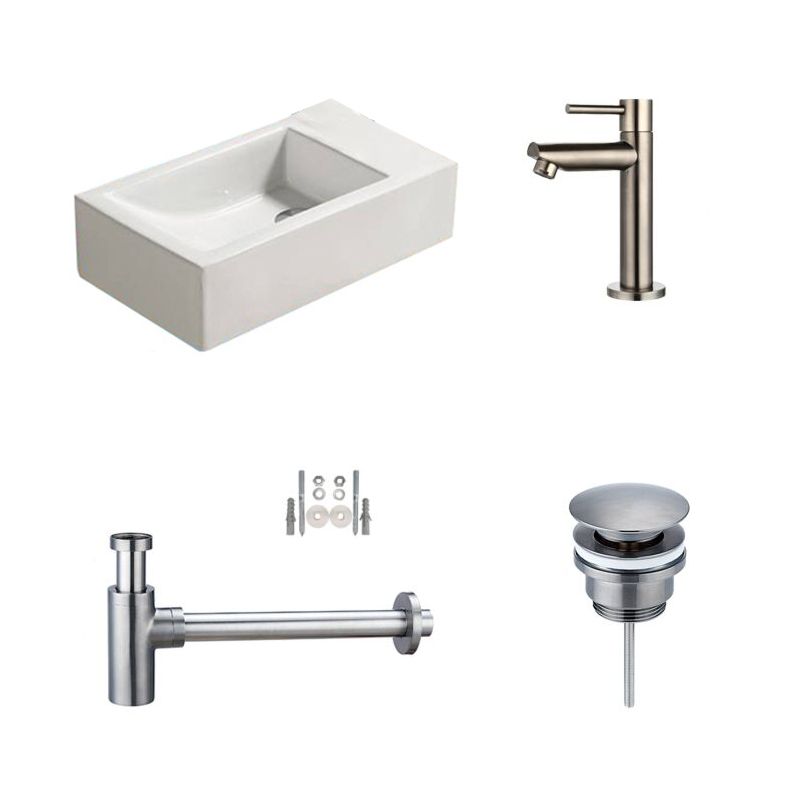 Badkamerplanet Fonteinset Qubic Gun Metal 45x25x12cm - Keramiek - Kraangat Links