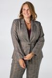 MS Mode Geruite Blazer met Ceintuur voor Dames - Regular Fit - Multi Grey/Black - Maat 46