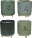 Merkloos Kaemingk Planter stoneware dia7.50-L7.50-H8.50cm ass