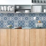 Ambiance Sticker Zelfklevende tegelmuurstickers voor keuken en badkamer - 9 Tullia Azulejo tegelstickers - 9 stickers 10x10cm