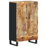 vidaXL Hoge kast met lade, 60x33x100 cm, massief mangohout en ijzer