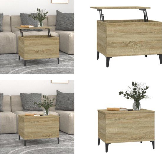 vidaXL Salontafel 60x44,5x45 cm Bewerkt Hout Sonoma Eikenkleurig