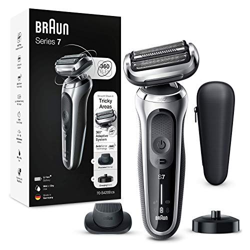 Braun Series 7 70-S4200cs Elektrisch Scheerapparaat Voor Mannen, Met Oplaadstandaard, Precisietrimmer, Wet & Dry, Oplaadbaar, Draadloos Scheerapparaat, Zilver