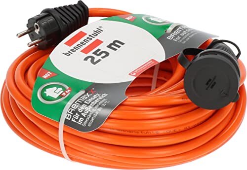 Brennenstuhl BREMAXX® verlengkabel V2 (25m kabel in oranje, gebruik buitenshuis IP44, inzetbaar tot -35 °C, olie- en UV-bestendig)