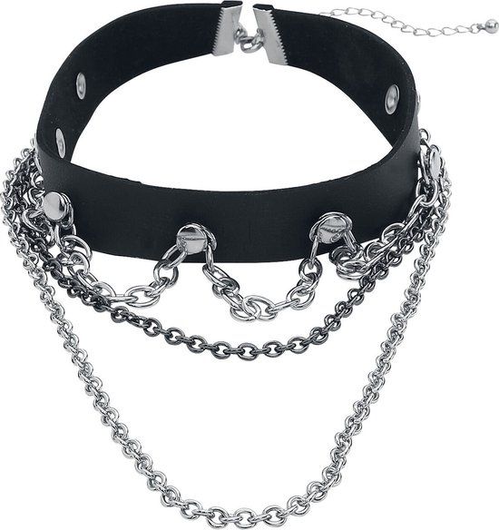 Gothicana by EMP Gothicana Zwarte halsketting / choker met ketting details - Dames - Standard