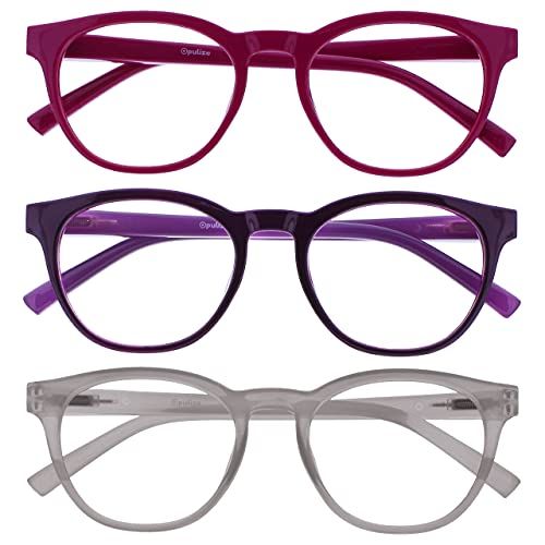 Opulize Blu - Leesbril - Blauw Licht Filter - +3.00 - Roze/Paars - 3 Stuks