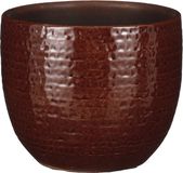 Mica Decorations - Pot de fleurs - terre cuite - flocons marron châtaigne relief - D14/H12 cm