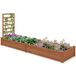 Coast Jardinière surélevée avec treillis - Jardinière à 2 compartiments - Bois de pin naturel - 235 x 63 x 102 cm