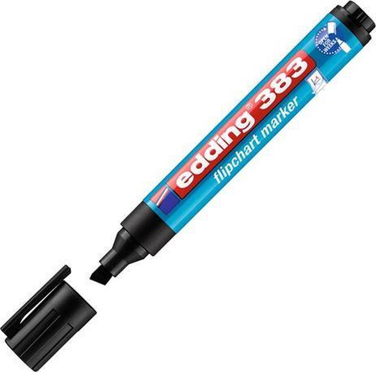 Edding 383 flipchart marker - zwart - 10 stiften - beitelvormige punt 1-5 mm - stift voor schrijven, tekenen en markeren op flip-over papier - drukt niet door - droogt niet uit- intensieve kleur