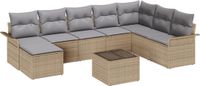 vidaXL Tuinbank Set 9-delig Beige Polywood