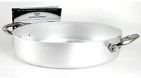 Pentole Agnelli ALMA10642 Professionele aluminium pannen 3 mm, lage braadpan met 2 handgrepen, 20,8 l