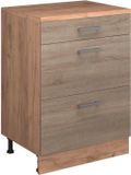 Vicco Uitbreidingscommode Rion, Sonoma/Goudkleurig Eiken, 60 x 46 cm zonder schuine kant met 3 lades