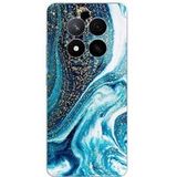 Xiaomi Siliconen hoesje - Compatibel met Xiaomi Redmi Note 14 Pro 5G, Xiaomi Redmi Note 14 Pro Plus 5G - ontwerp marbre bleu paillete