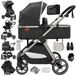 StarTech 3-in-1 kinderwagen - Reisysteem met babyzitje - Omkeerbare wieg - Opvouwbaar - Schokabsorberende EVA-wielen - Geschikt tot 20 kg - Donkergrijs