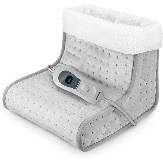 Auronic Elektrische Voetenwarmer met Timer - Wasbare Binnenvoering - 3 Warmtestanden - 100W - Grijs