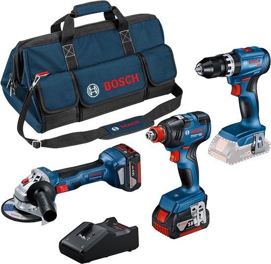 Bosch Professional Accu Toolkit 3-delig 18V GSB+GWS+GDX in Toolbag - 0615990N31