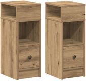 vidaXL Nachtkastjes - 2 stuks - met lade - 25x31x66 cm - Artisanaal eikenkleurig