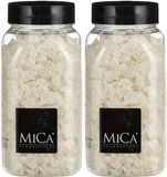 Mica Decorations decoratie steentjes / granulaat - 2x - 650 ml - 4-10 mm - mat wit - siergrind