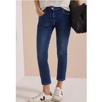 Cecil 7/8 Mid Waist Slim Leg Jeans in Casual Fit Mid Blue Used Wash 32