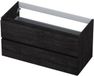 INK - Onderkast 2 Laden Greeploos met Houten Keerlijst - 1000x450x520 Mm - Houtskool Eiken