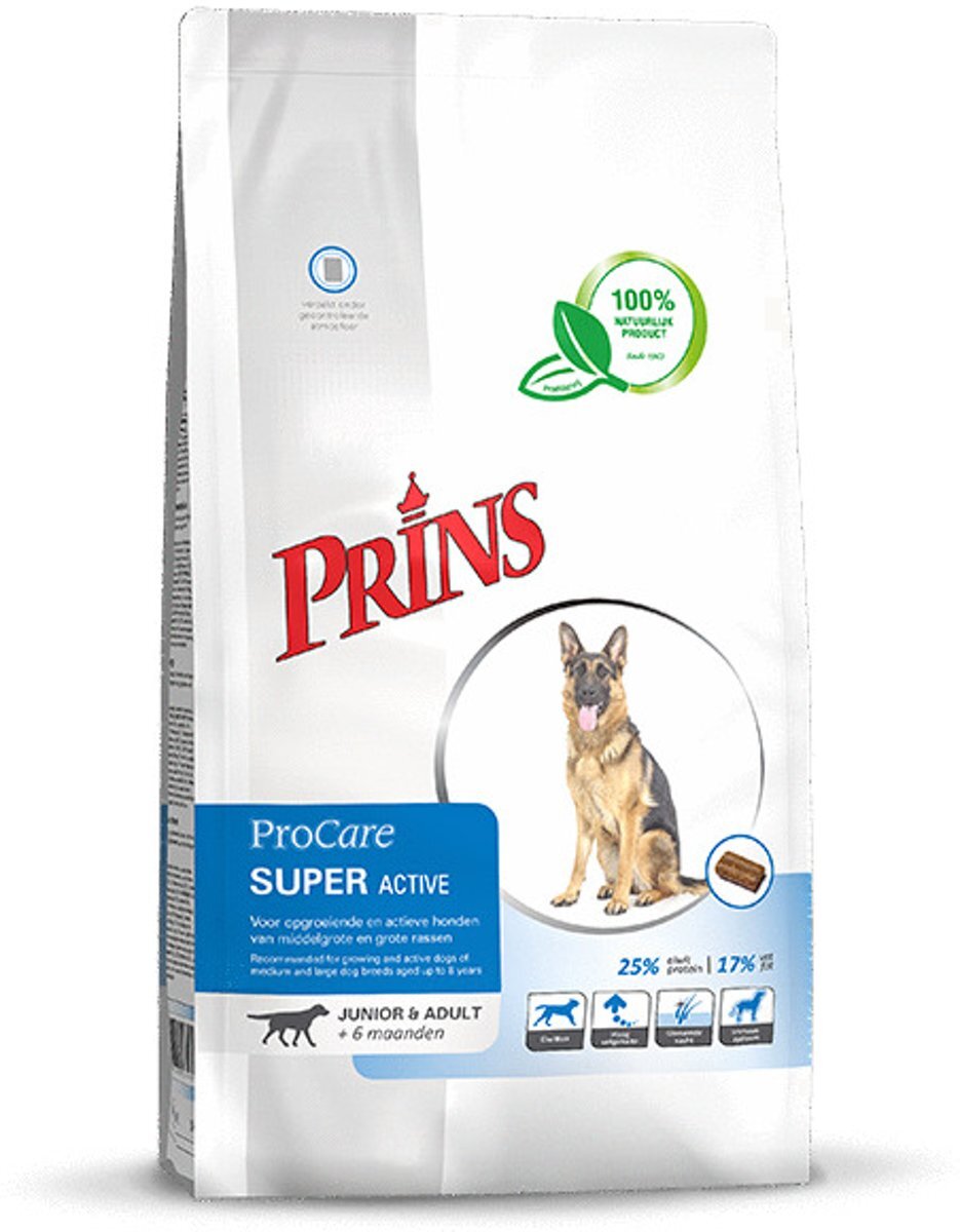 Prins Procare Hondenvoer Super - Opgroeiende Actieve Hond - 15 kg