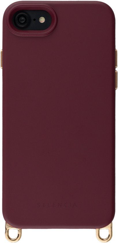 Selencia Hoesje - Geschikt voor iPhone SE (2022) / SE (2020) / 8 / 7 - Rivièra geschikt voor MagSafe Backcover met afneembare haakjes - Bold Burgundy