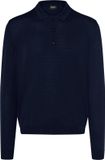Maerz polo manches longues bleu foncé laine mérinos