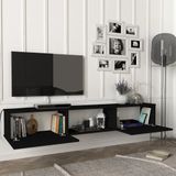 en.casa Tv-meubel Paltamo zwevend 180x31x29,5 cm zwart