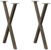 vidaXL Eettafelpoten X-vorm 2 stuks 57 x (72-73) cm staal naturel