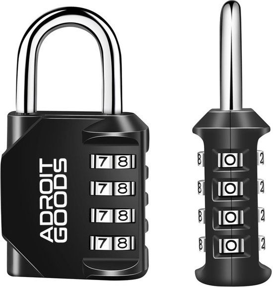AdroitGoods Combinatieslot - 4 Cijfers - Hangslot - RVS - Zwart