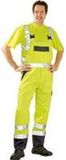 ESVSHOP.nl Planam Latzhose, EN 471, warngelb/marine, Mischgewebe, Größe 24